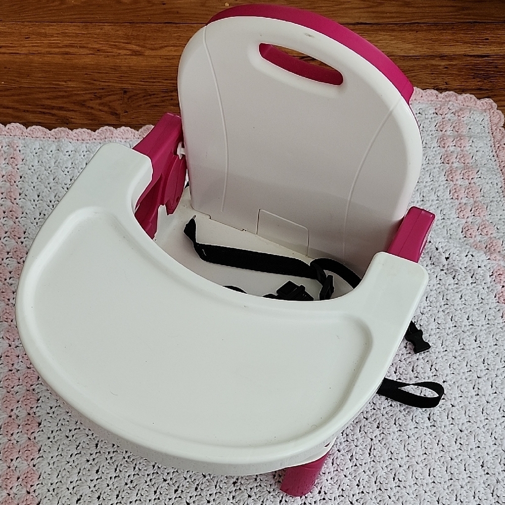 Pink and White Booster Seat